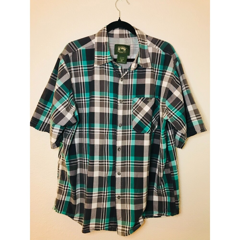 Stillwater Supply Co. Men's Short Sleeve Plaid Button Up Size XL Outdoor Fishing